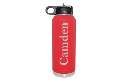 Personalized with VERTICAL Letters Insulated Water Bottle with Name 32 oz