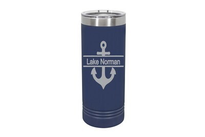 Skinny 22 oz Anchor with Location or Name in Banner Insulated Tumbler