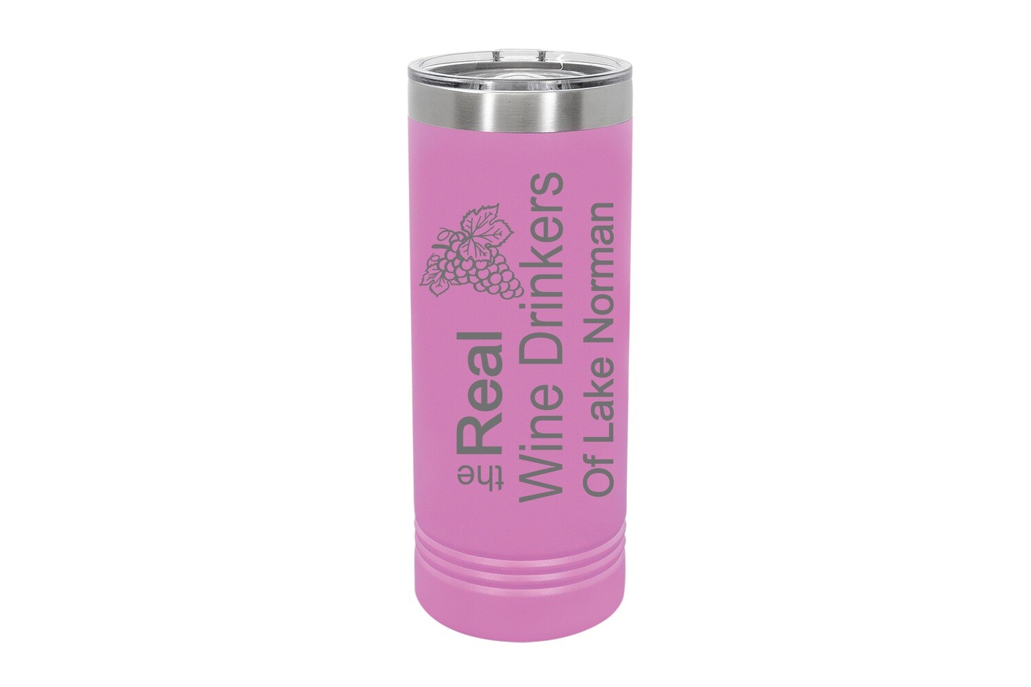 Skinny 22 oz The Real Wine Drinkers w/Grapes (Add Your Custom Location) Vertical Lettering Insulated Tumbler