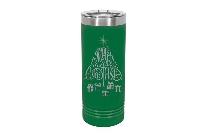 Skinny 22 oz Merry Christmas Tree w/Presents Insulated Tumbler