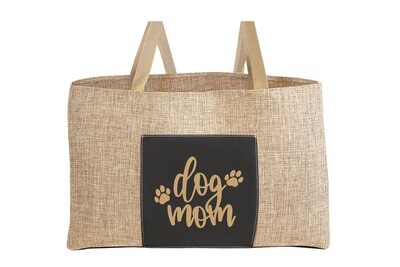 Burlap Tote Bag with Dog Mom