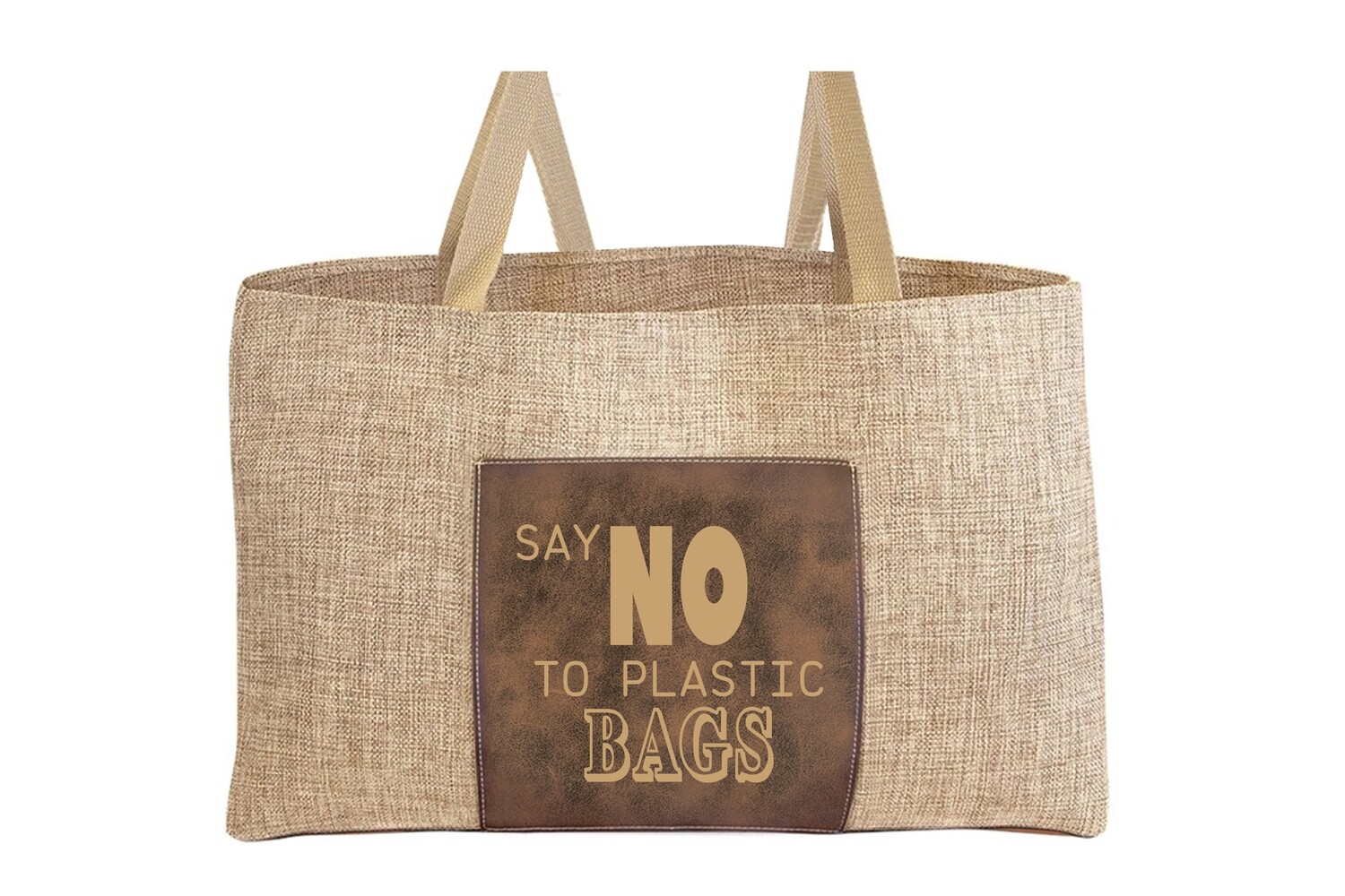 Burlap Tote Bag with Say NO to Plastic Bags
