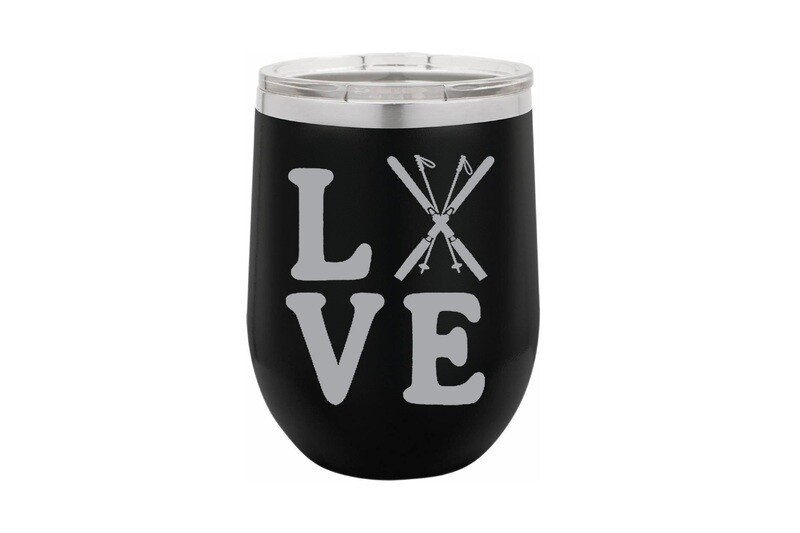 Love with Skis Insulated Tumbler 12 oz