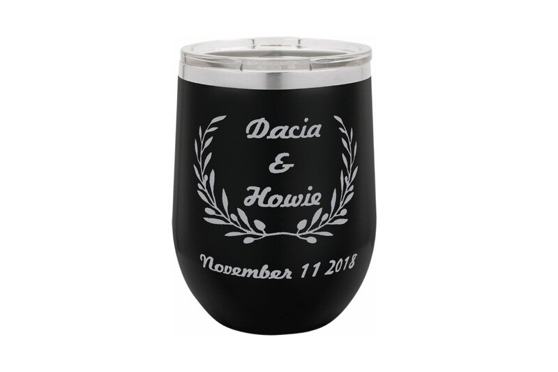 Custom Insulated Tumbler w/Wreath and Names & Dates 12 oz