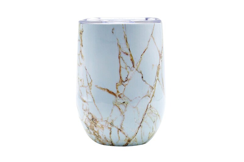 Customize Your Way Marble Barely There w/Hint of Gold 12 oz Insulated Tumbler includes Upgraded Lid