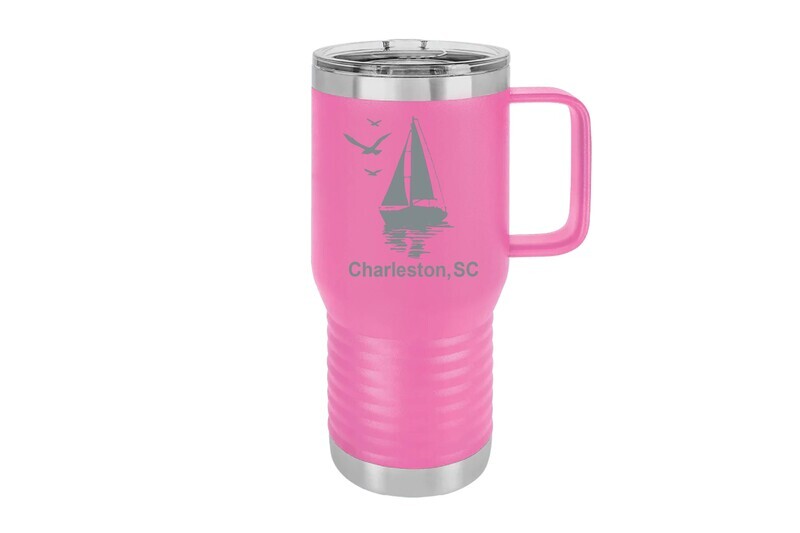 Travel Mug 20 oz Insulated Sailboat w/Custom Location