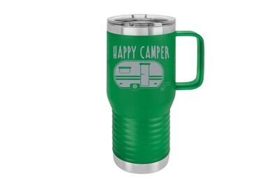 Travel Mug 20 oz Insulated Happy Camper with and without Name