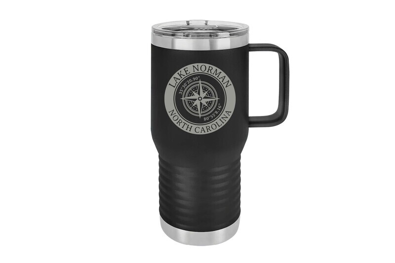 Travel Mug 20 oz Insulated Custom Location with Latitude & Longitude in Circle