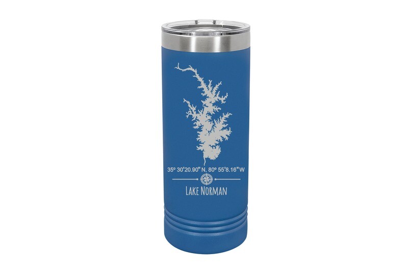 Skinny 22 oz Custom Location w/Lake and Latitude & Longitude Insulated Tumbler