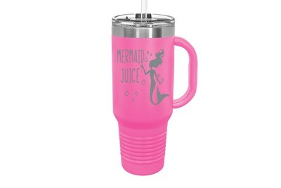 Travel Mug 40 oz w/FREE Straw & Snap Lid Insulated Mermaid Juice