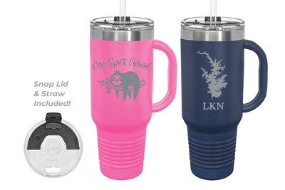 NEW: Travel Mug 40oz Insulated with FREE Straw & Snap Lid - $45 Each