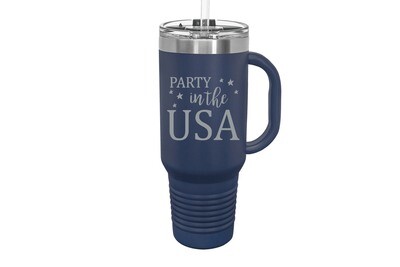Travel Mug 40 oz w/FREE Straw & Snap Lid Insulated Party in the USA