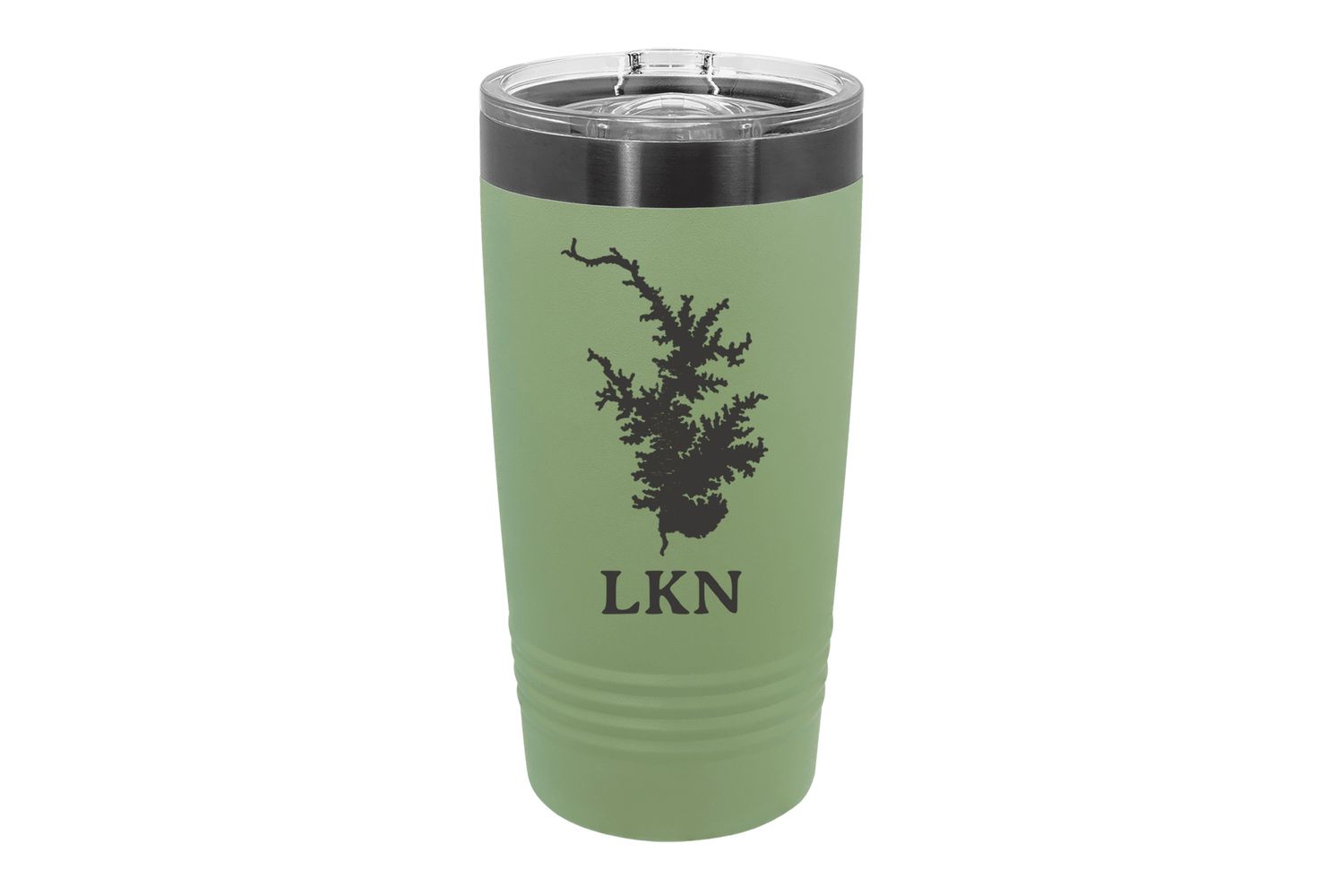 20 oz Summer Sage with Ghost Black ION-Plated Engraving Tumbler with Body of Water Image