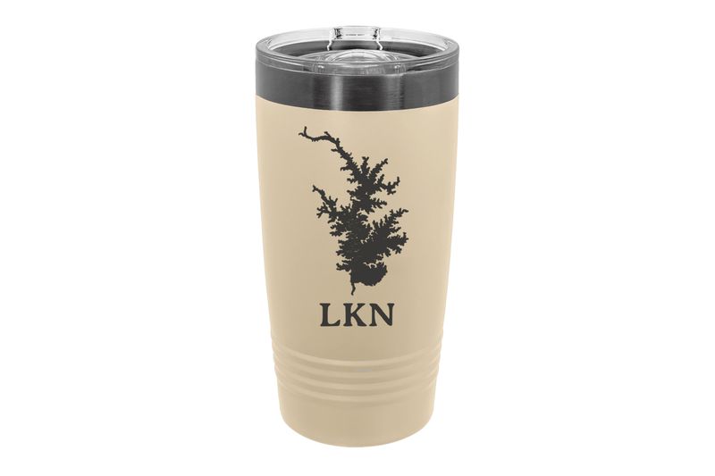 20 oz Warm Sand with Ghost Black ION-Plated Engraving Tumbler with Body of Water Image
