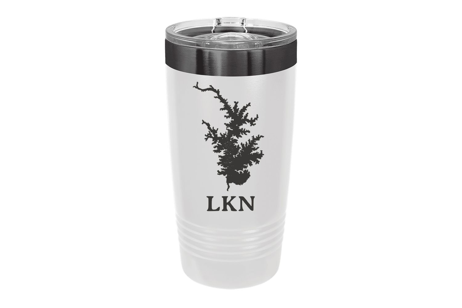 20 oz White with Ghost Black ION-Plated Engraving Tumbler with Body of Water Image