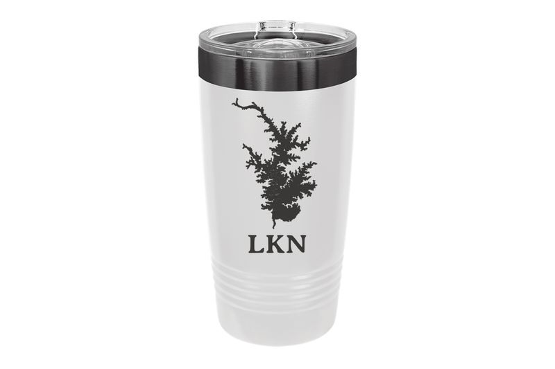 20 oz White with Ghost Black ION-Plated Engraving Tumbler with Body of Water Image