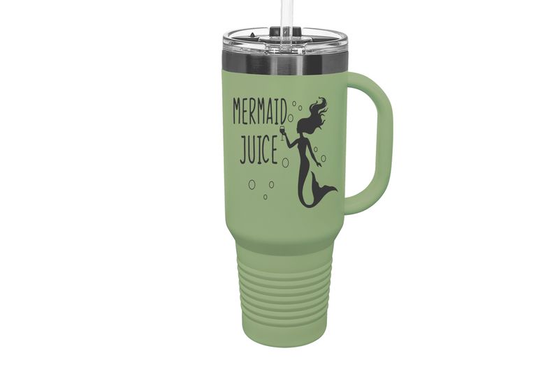 40 oz Ghost Black ION-Plated Engraving Tumbler with Mermaid Juice Image