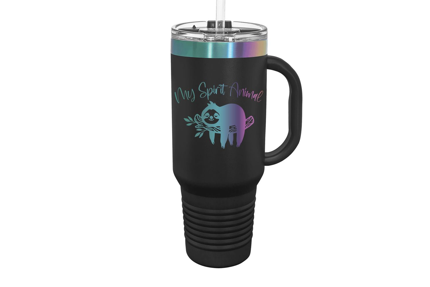 40 oz Black or White Prism Laser Engraving Travel mug with Spirit Animal Image