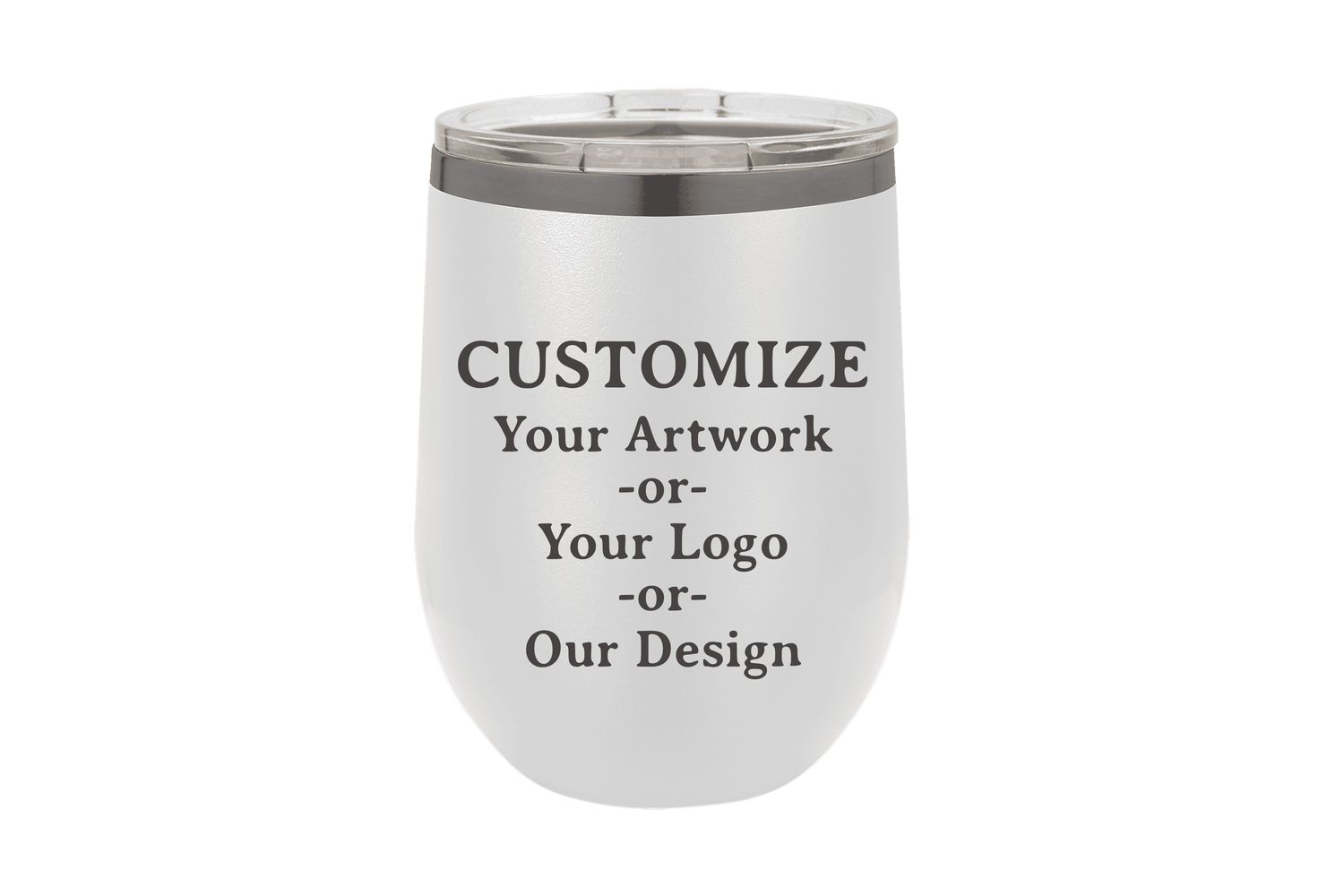 12 oz CUSTOMIZE White with Ghost Black ION-Plated Engraving Stemless Wine Tumbler