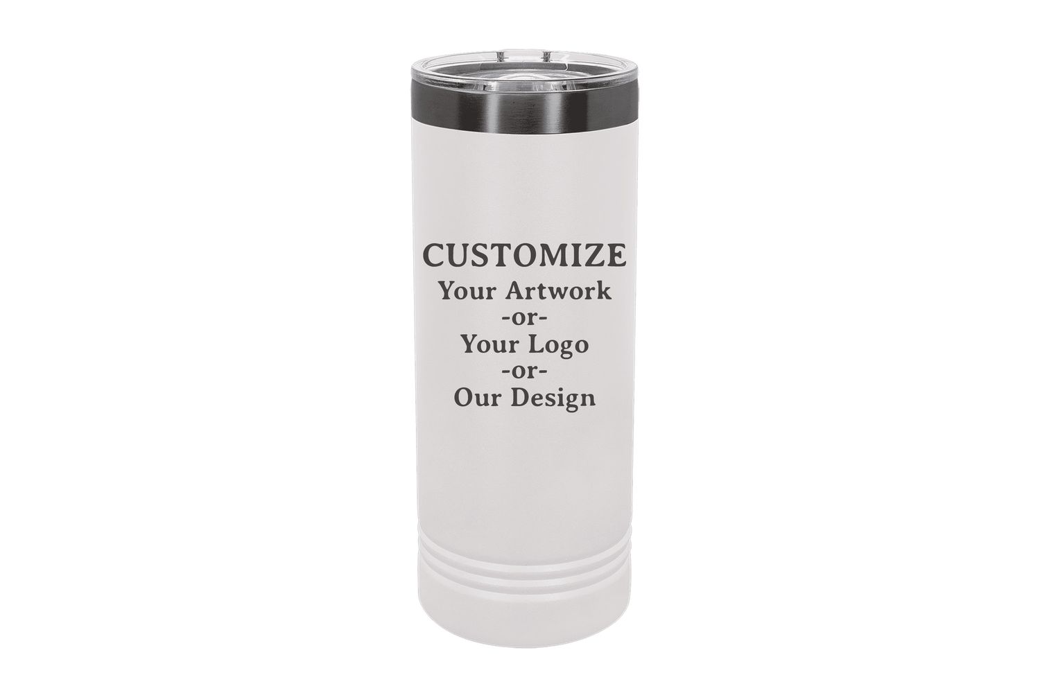 22 oz Skinny CUSTOMIZE White Tumbler with Ghost Black ION-Plated Engraving