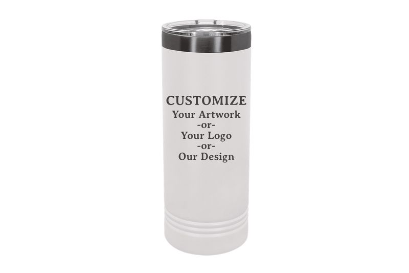 22 oz Skinny CUSTOMIZE White Tumbler with Ghost Black ION-Plated Engraving