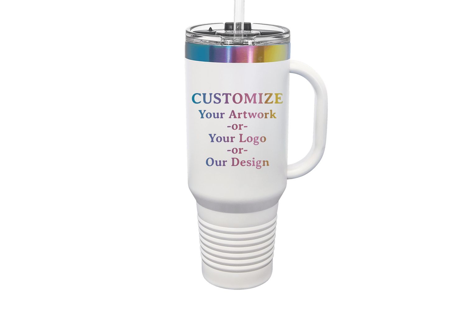 40 oz CUSTOMIZE Black or White Prism Laser Engraving Travel mug