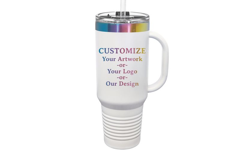 40 oz CUSTOMIZE Black or White Prism Laser Engraving Travel mug