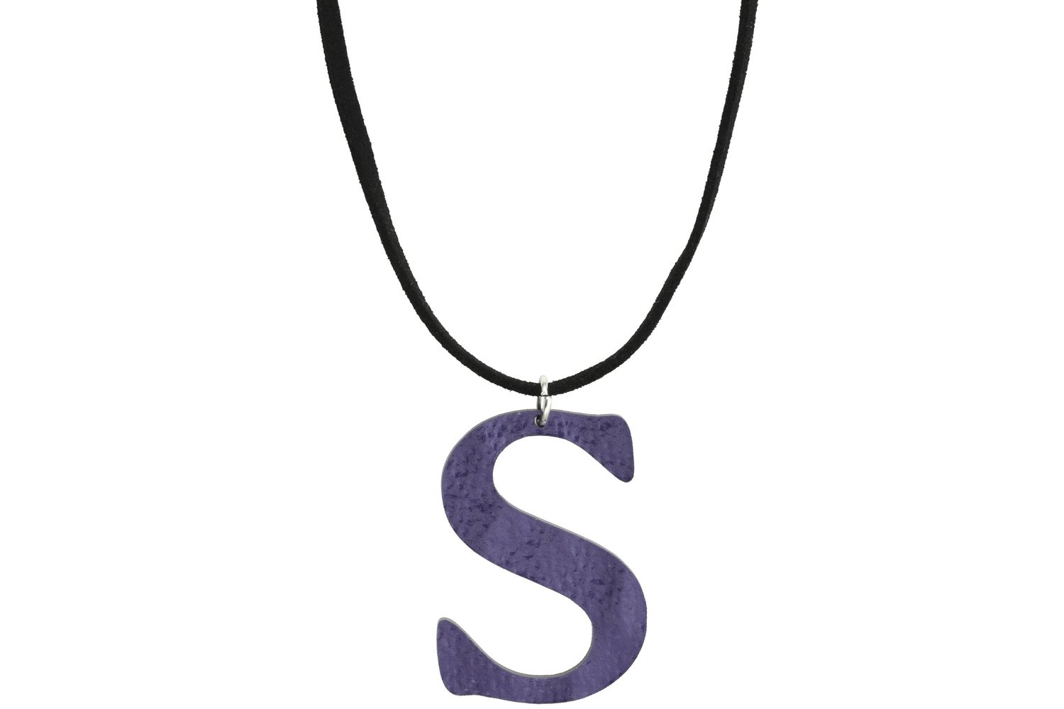 Sculpted Alphabet Pendant with Suede Leather Cord Necklace