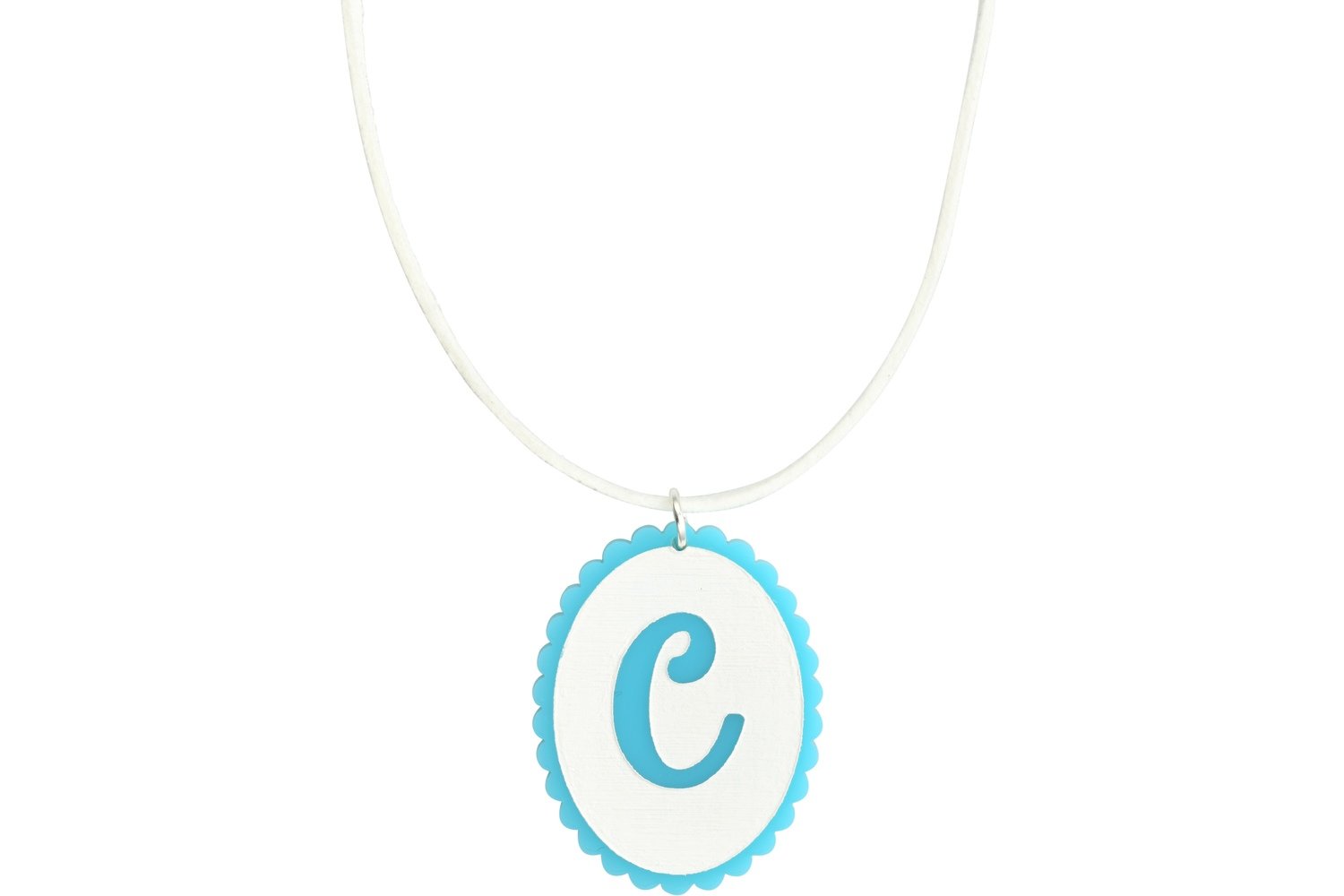 Scallop Initial Pendant with Suede Leather Cord Necklace