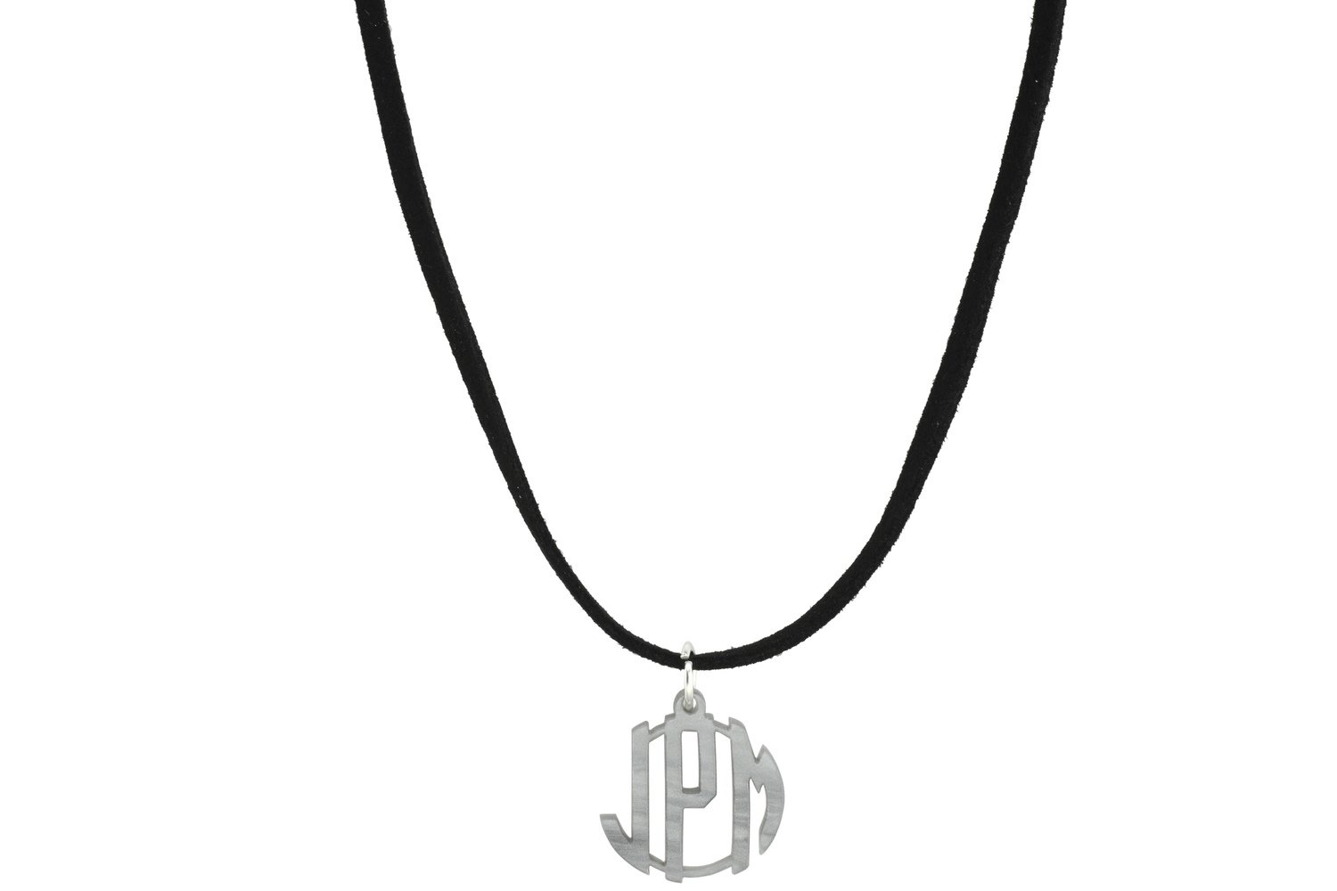 Clean Block Monogram with Suede Leather Cord Necklace