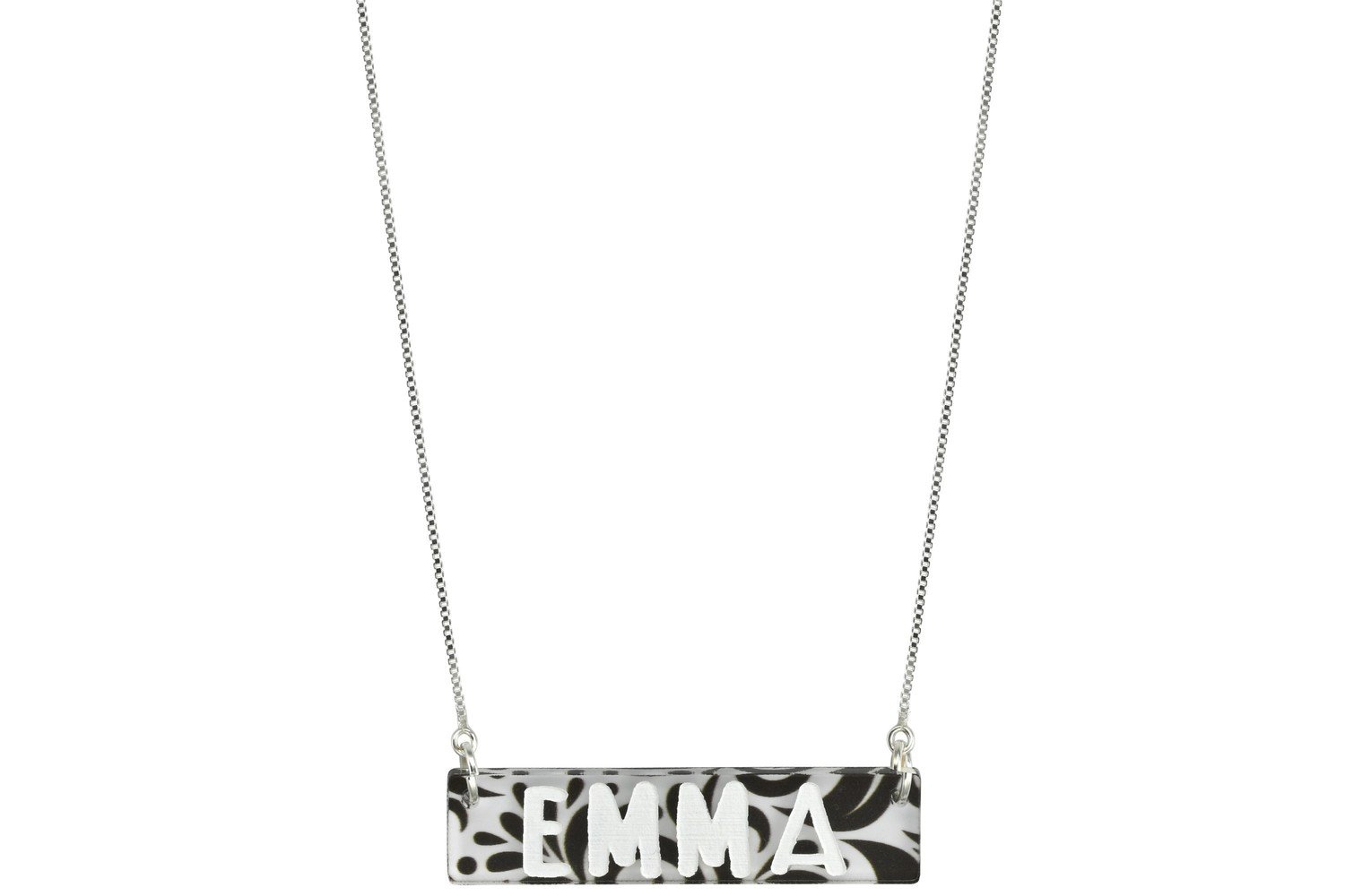 Custom Name Or Word Bar Plaque with Duo Necklace