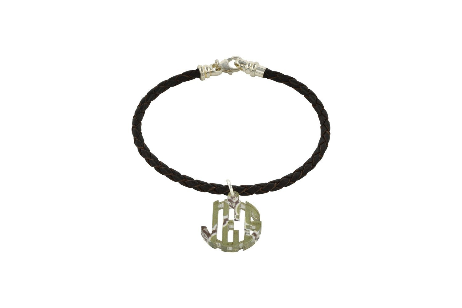 Clean Block Monogram with Decorative Braided Leather Cord Bracelet