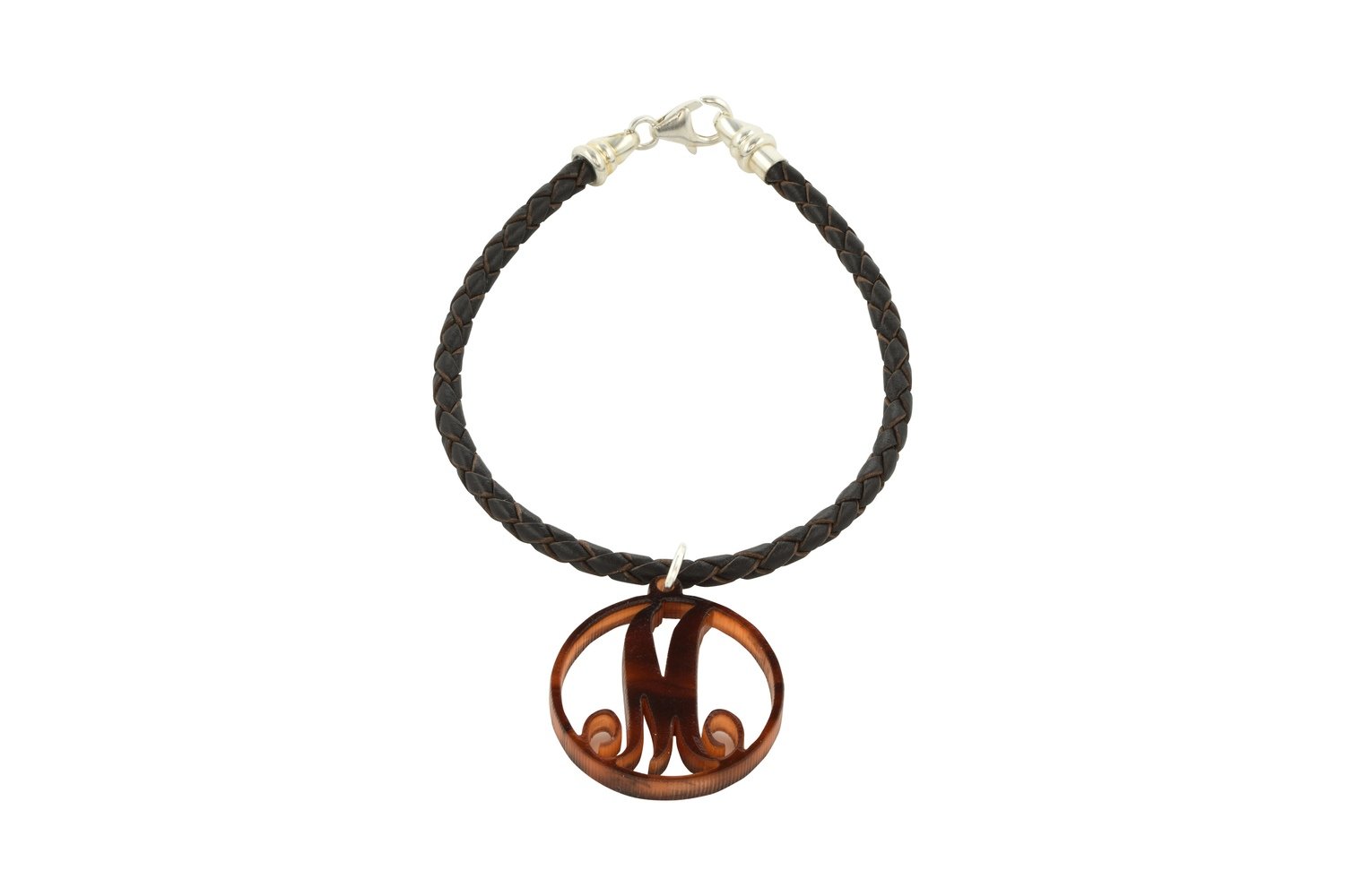 Scroll Initial with Decorative Braided Leather Cord Bracelet