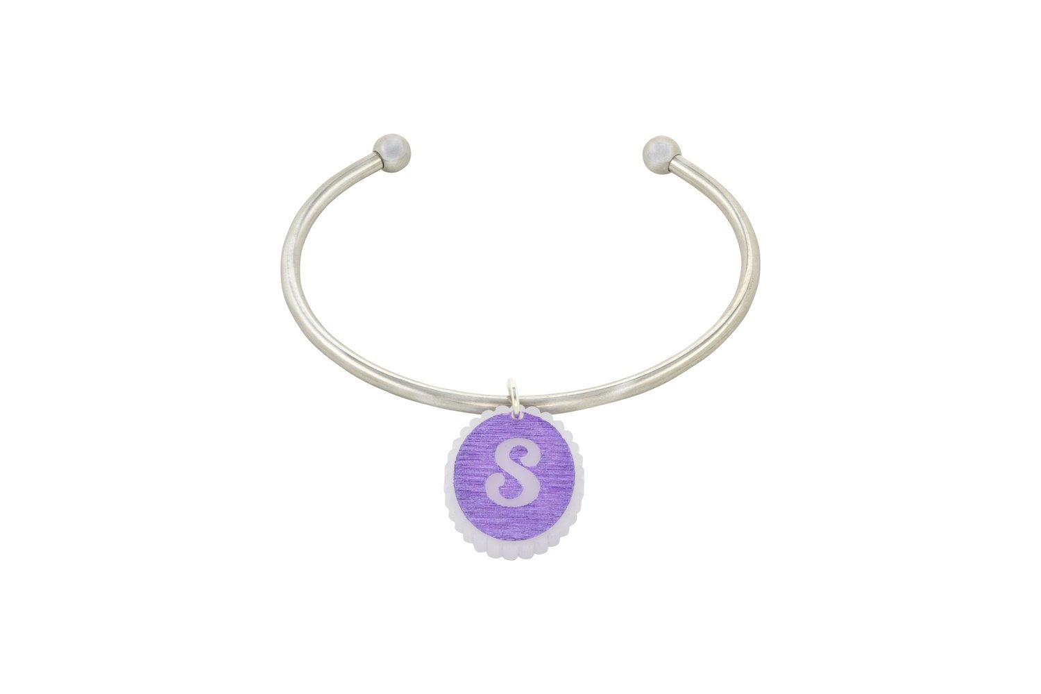 Scallop Alphabet with Stainless Steel Cuff Bracelet