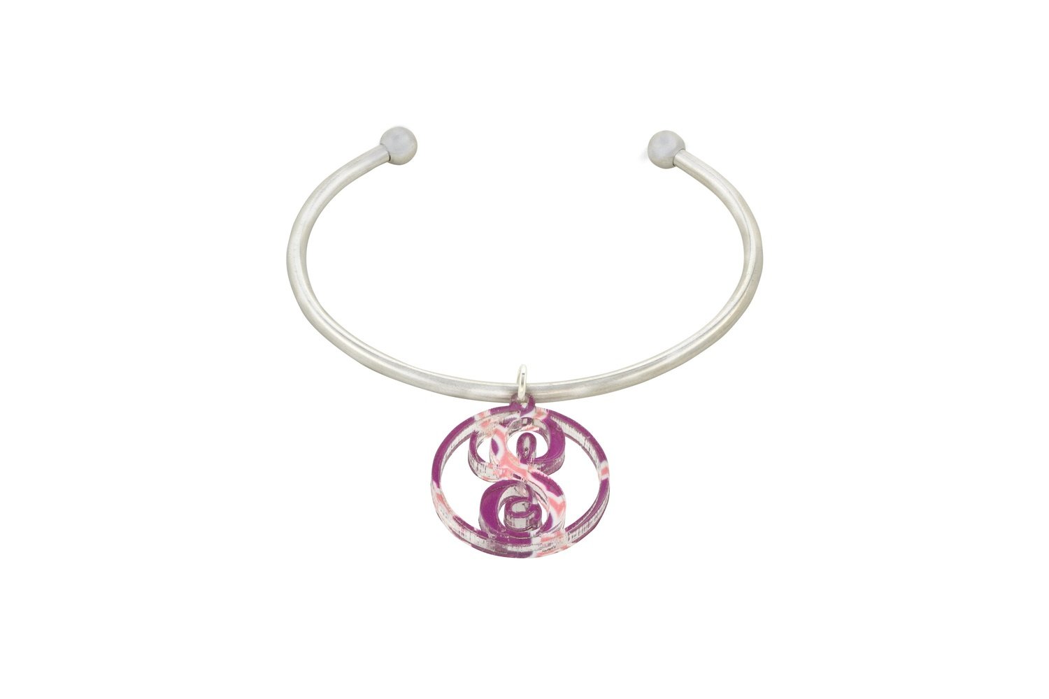 Scroll Initial with Stainless Steel Cuff Bracelet
