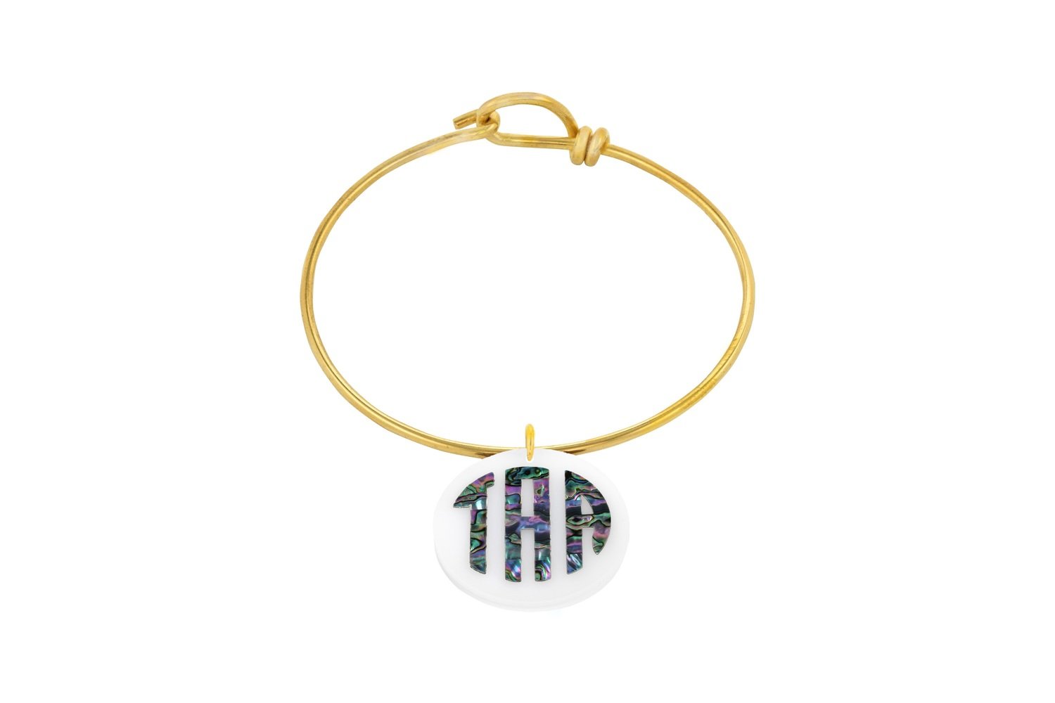 Mother of Pearl Monogram with Decorative Wire Bracelet