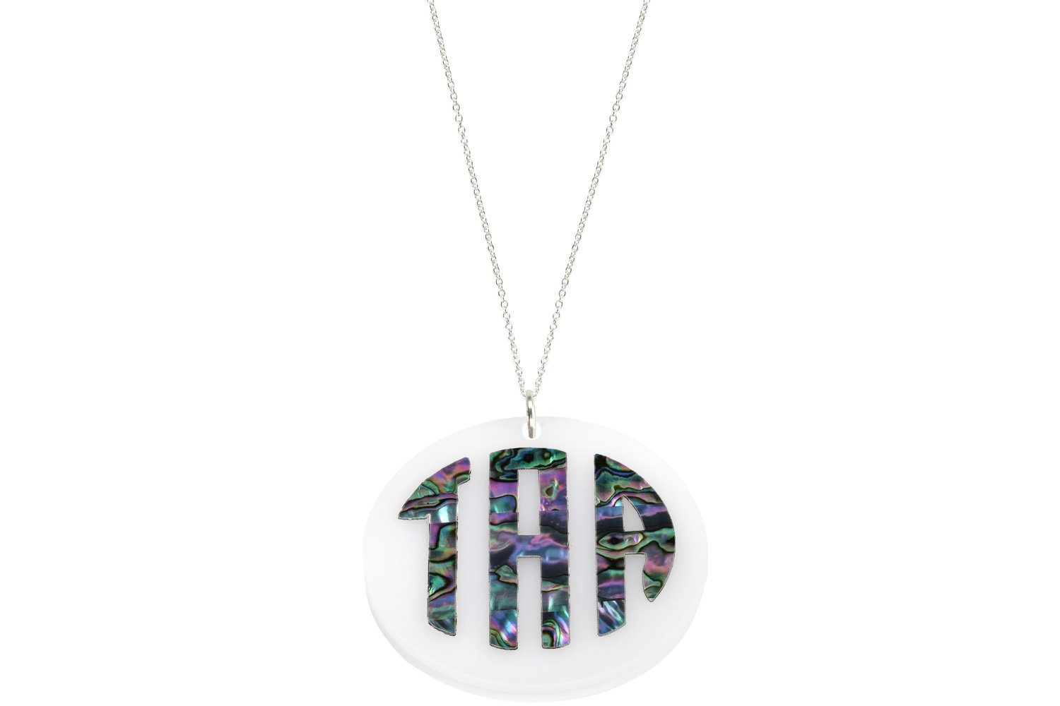 Mother of Pearl Monogram Pendant with Chain Necklace