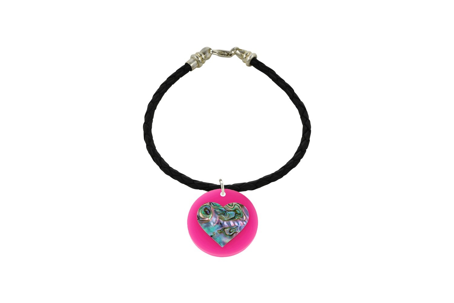 Mother of Pearl Heart with Decorative Braided Leather Cord Bracelet