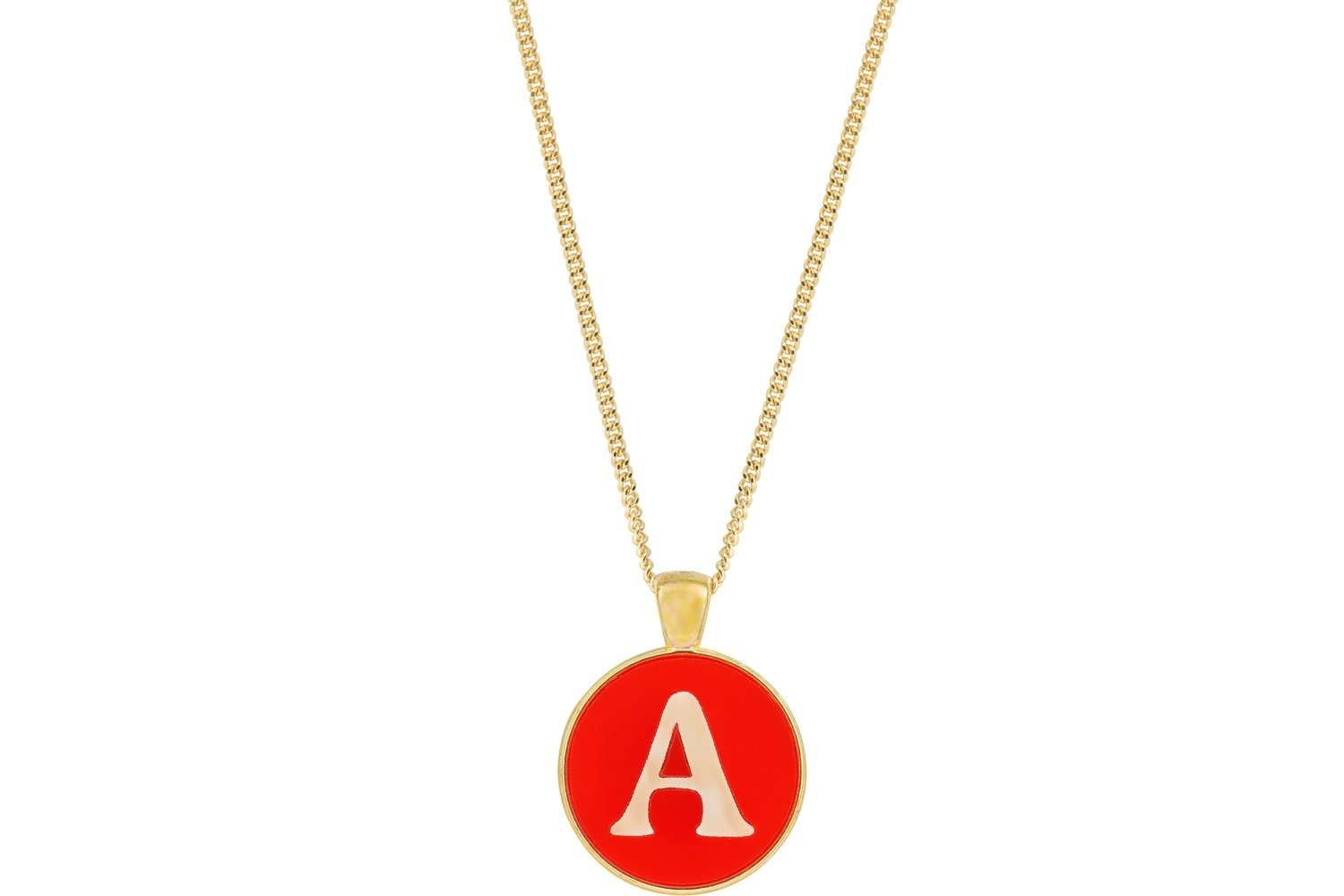 Block Alphabet Pendant Intricate Style on Chain Necklace