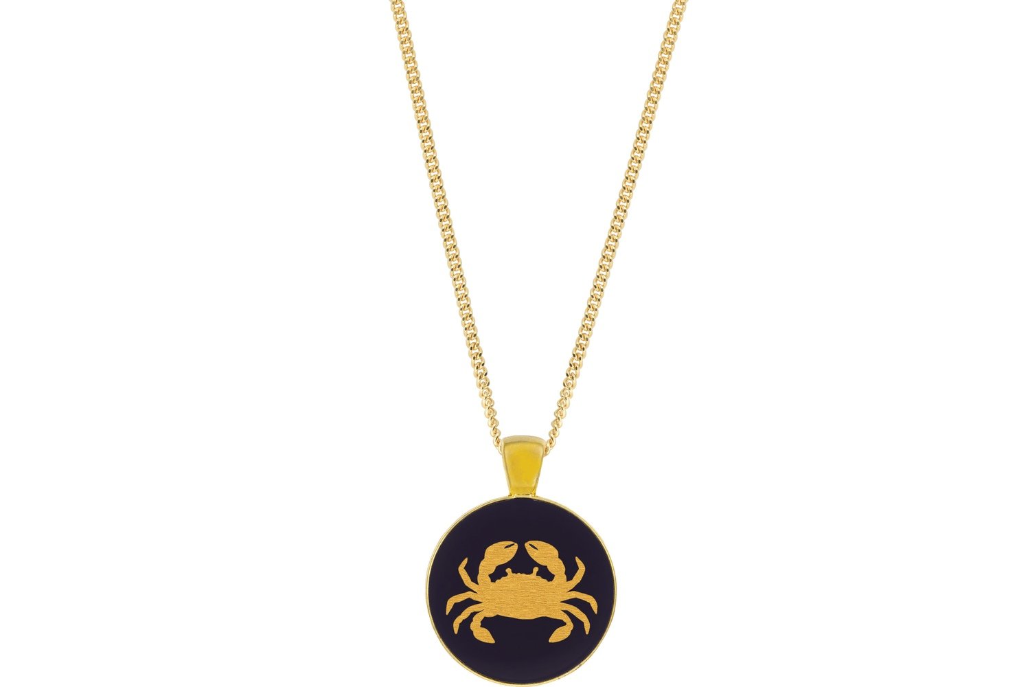 Crab Pendant Classic Style with Bezel on Chain Necklace
