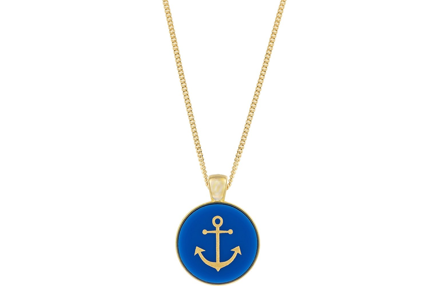 Anchor Pendant Classic Style with Bezel on Chain Necklace