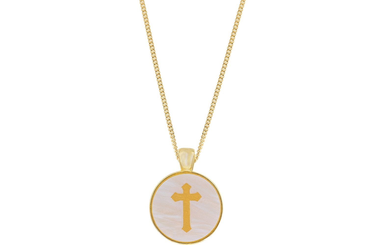 Cross Pendant Classic Style with Bezel on Chain Necklace
