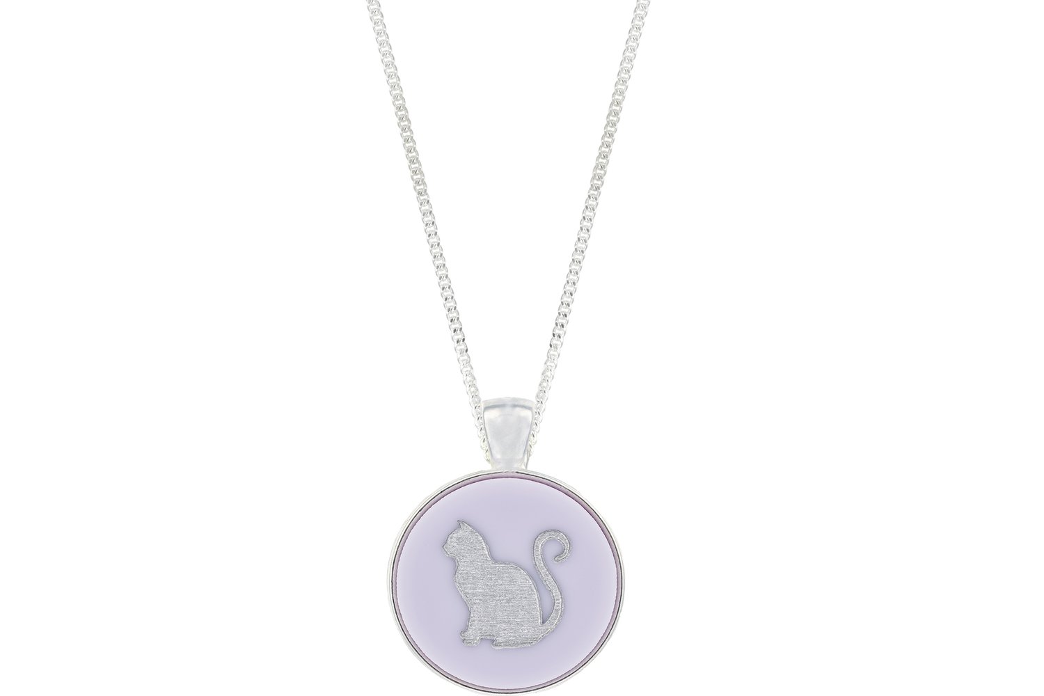 Cat Pendant Classic Style with Bezel on Chain Necklace