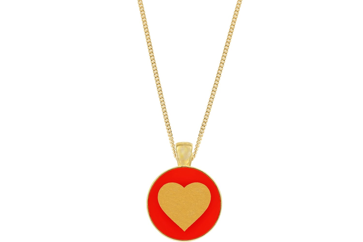 Heart Pendant Classic Style with Bezel on Chain Necklace