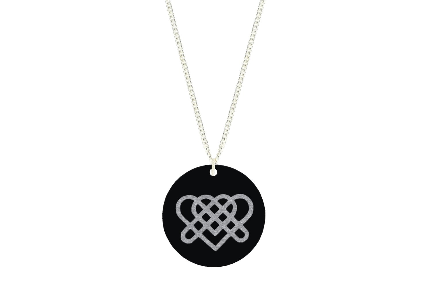 Heart Knot Celtic Symbol Pendant Subtle Style Refined with Paint on Chain Necklace