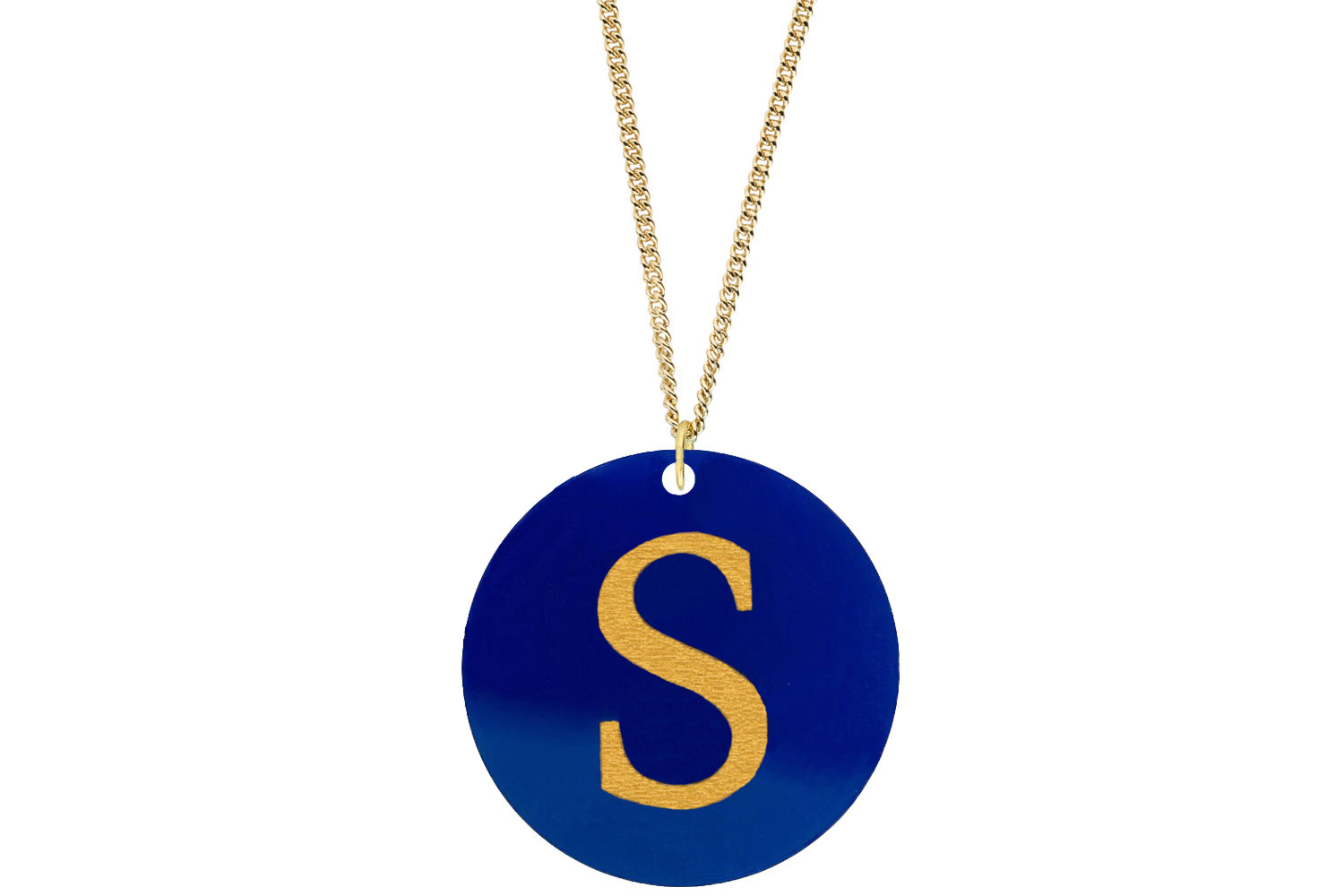 Alphabet Pendant Subtle Style Refined with Paint on Chain Necklace
