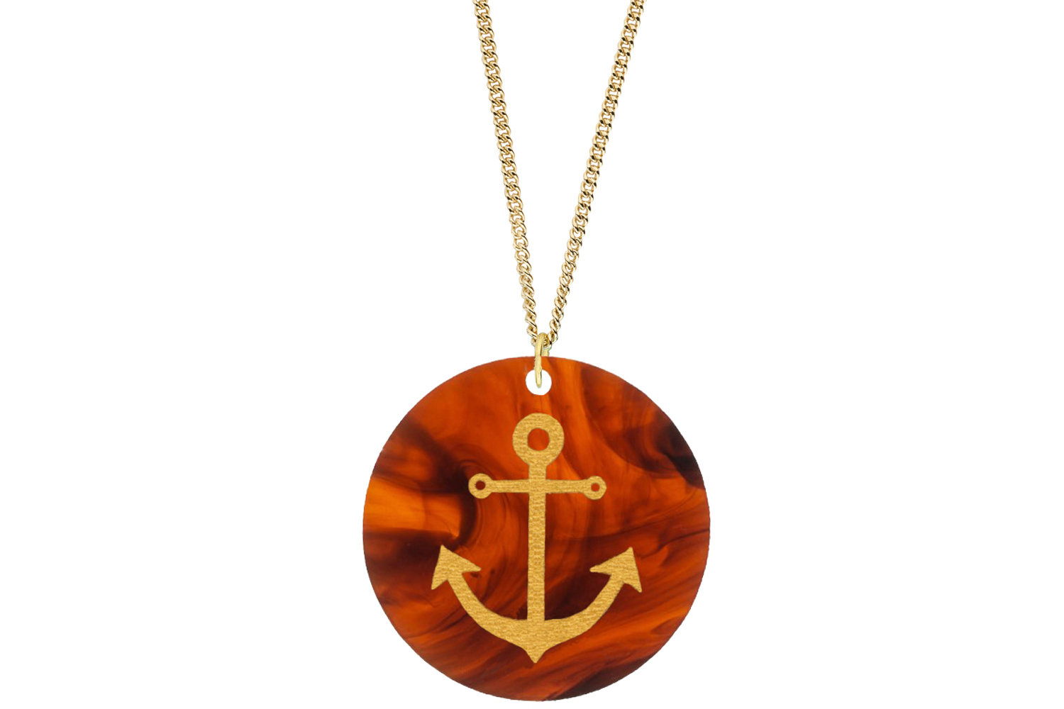 Anchor Pendant Subtle Style Refined with Paint on Chain Necklace