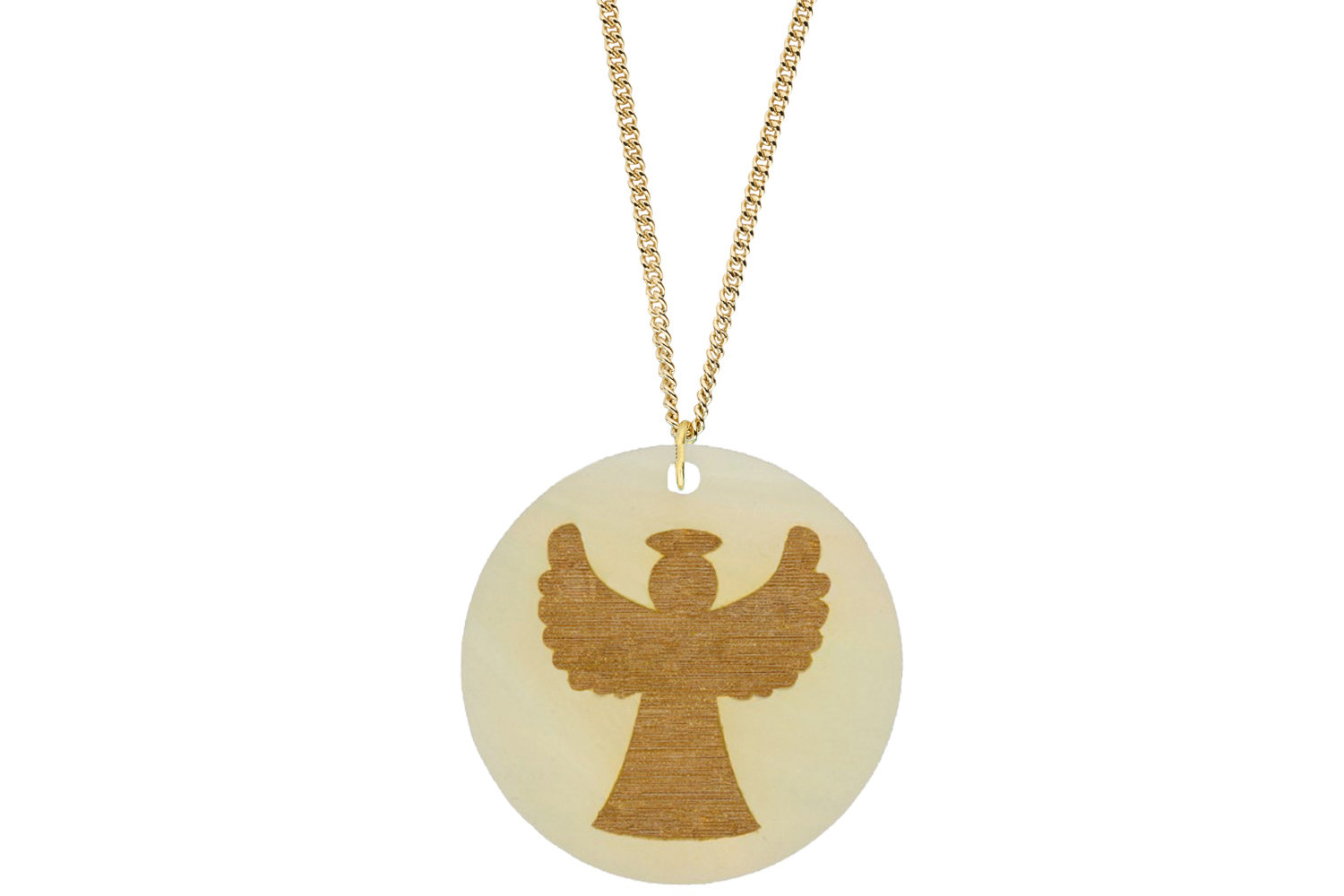 Angel Pendant Subtle Style Refined with Paint on Chain Necklace