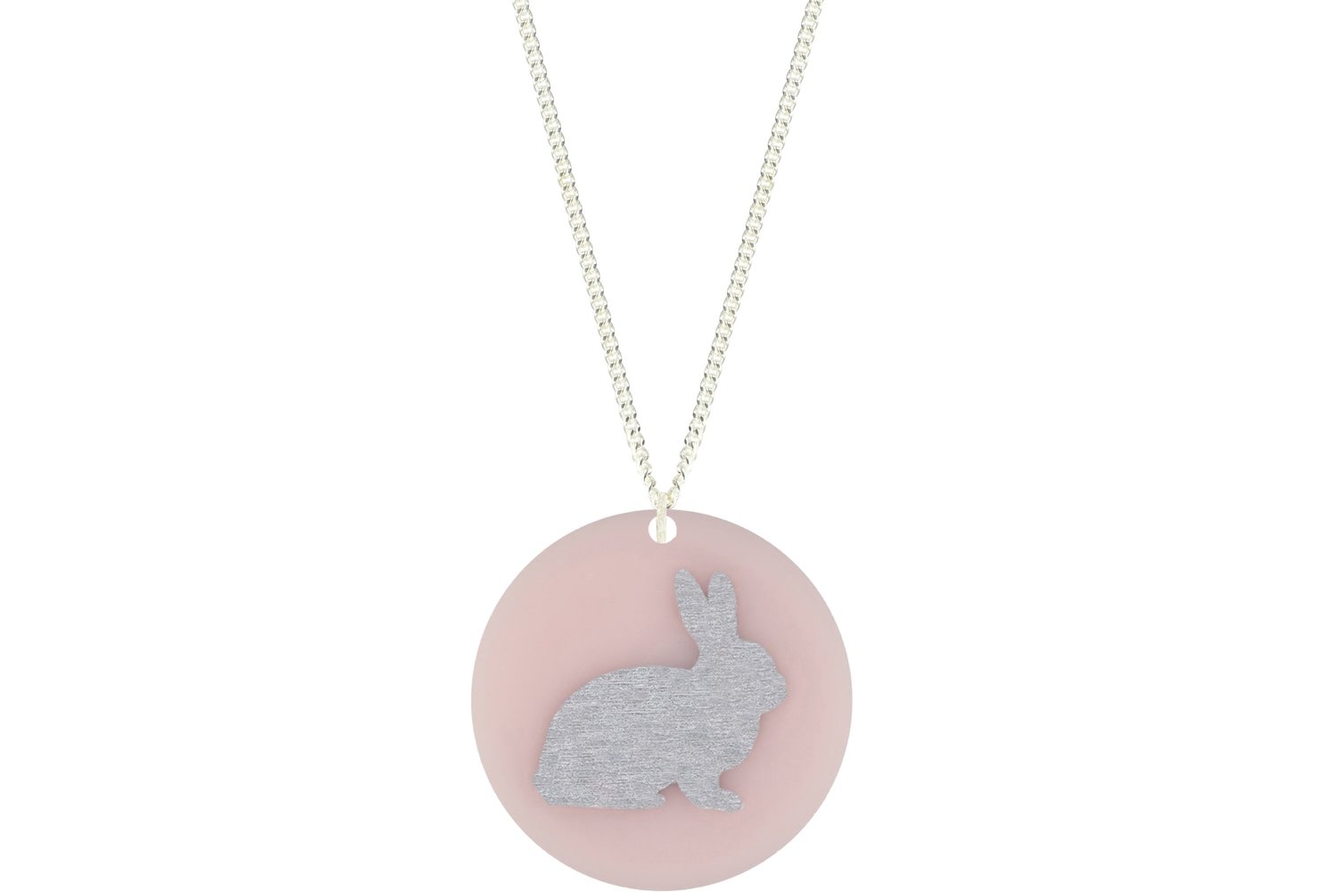 Bunny Pendant Subtle Style Refined with Paint on Chain Necklace