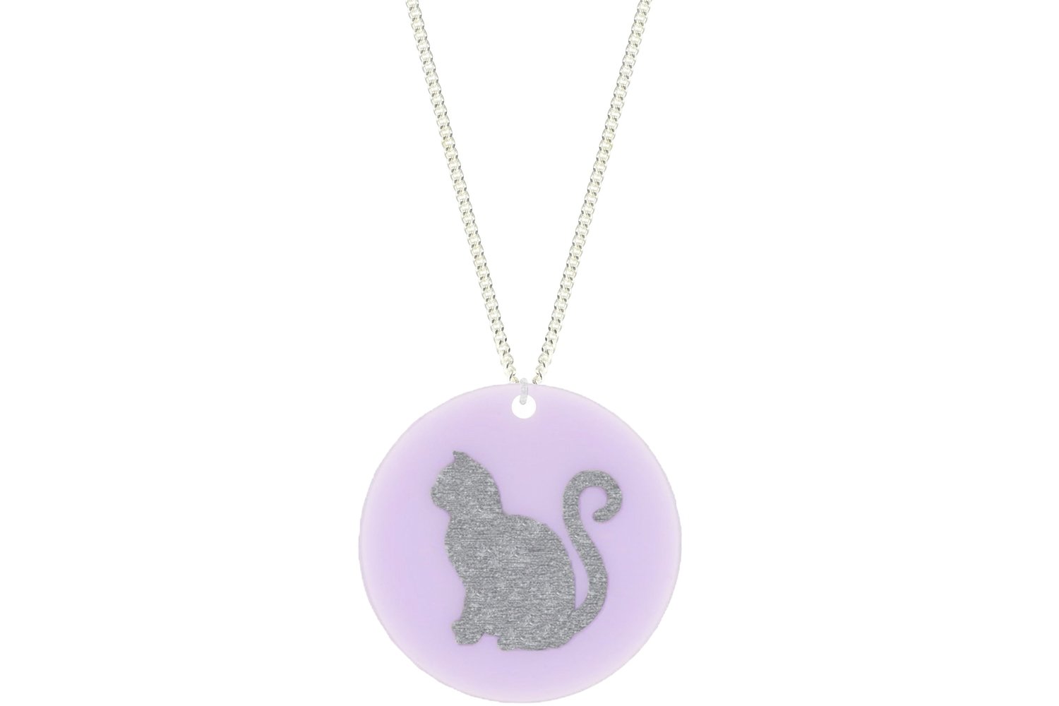 Cat Pendant Subtle Style Refined with Paint on Chain Necklace